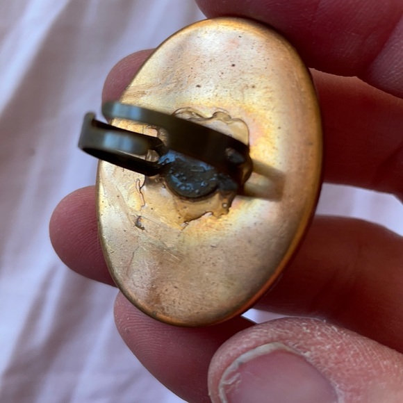 Vintage glass HUGE cameo ring brown and white. XL - Picture 3 of 6